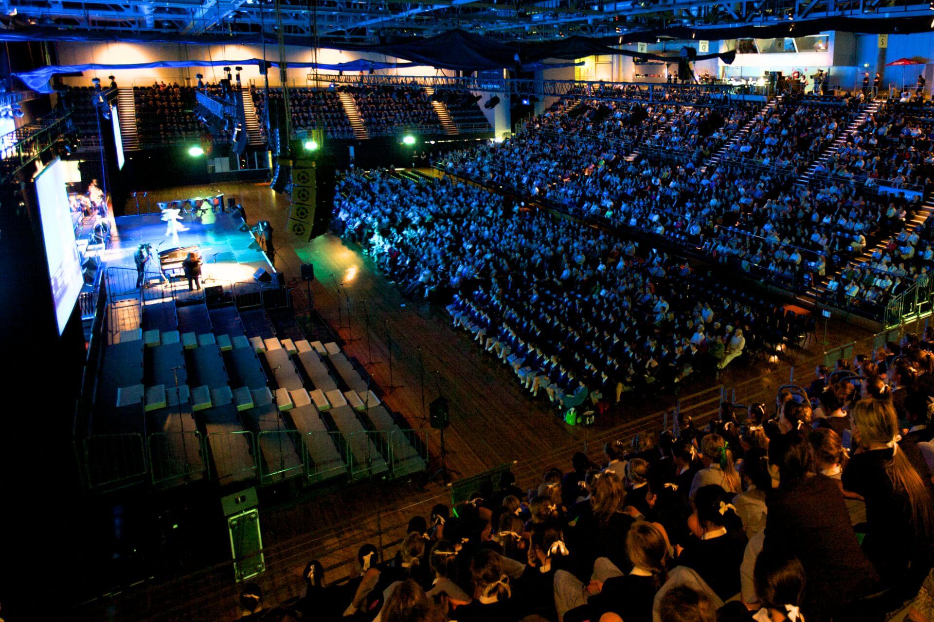 Quaycentre Arena with event crowds