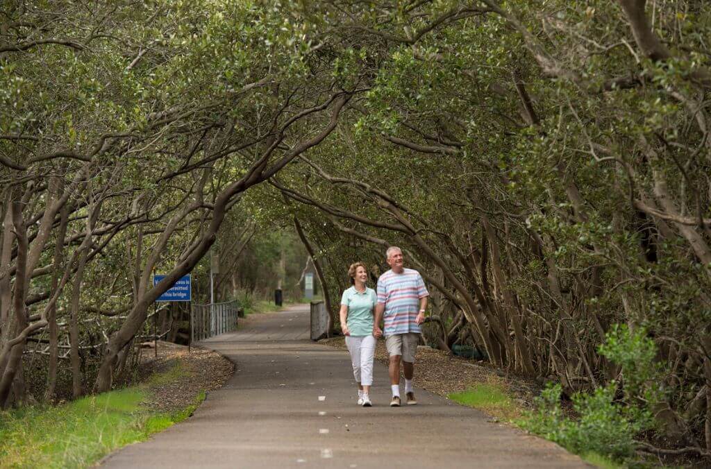 Image of people walking in the park