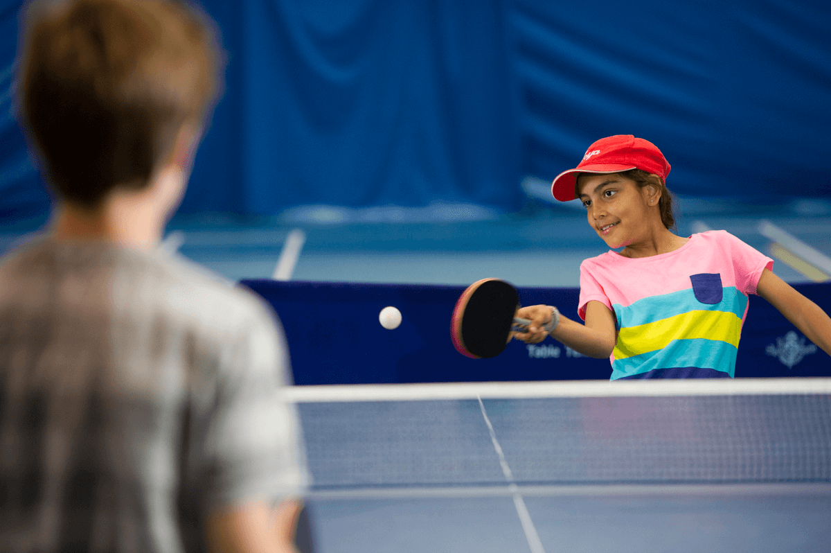 Children playing table tennis