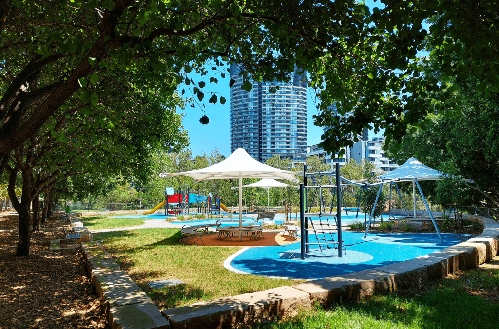 Shades and playground equipment